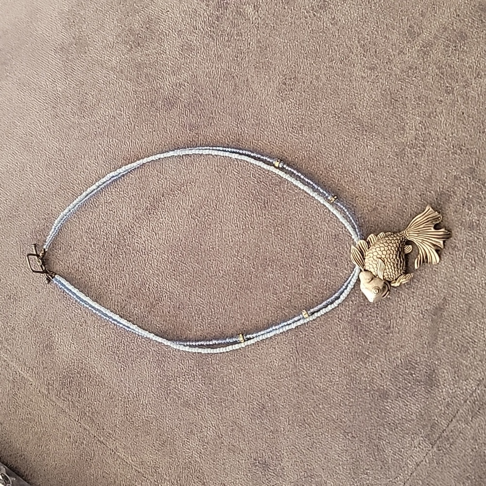 Hand beaded, koi necklace